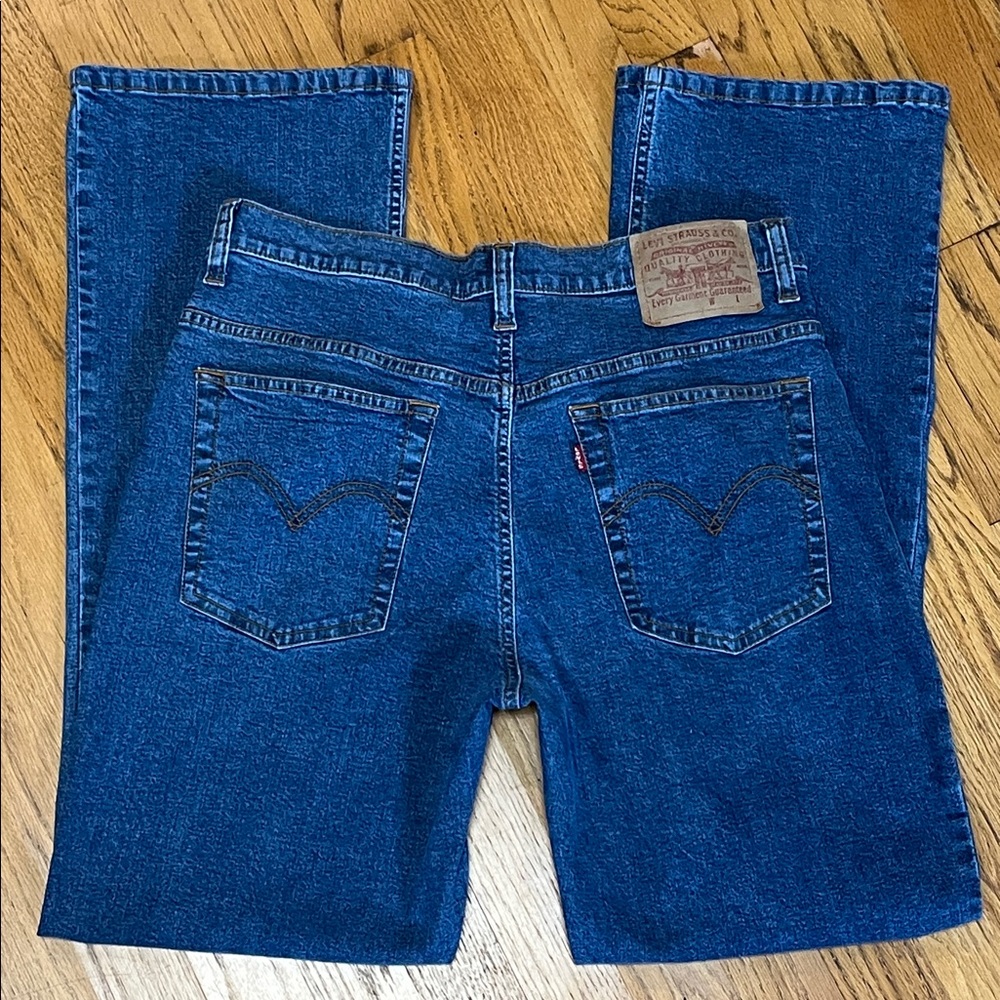 -Vintage Levi's "Mom Jean" Blue Jean 3 Qtr of 2002 Med Wash 988M Y2K Stretch 12M